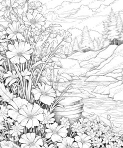 Beautiful Flowers Grayscale Coloring Pages