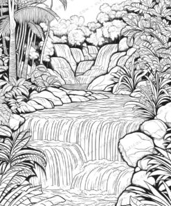 Rainforest Plants Grayscale Coloring Pages