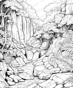 Rainforest Plants Grayscale Coloring Pages