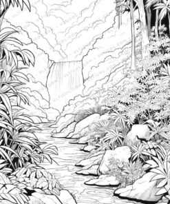 Rainforest Plants Grayscale Coloring Pages