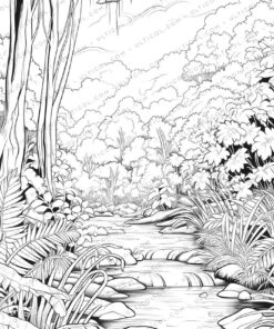 Rainforest Plants Grayscale Coloring Pages