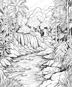 Tropical Paradise Grayscale Coloring Pages
