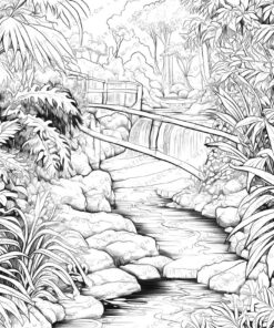 Tropical Paradise Grayscale Coloring Pages