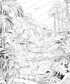 Tropical Paradise Grayscale Coloring Pages