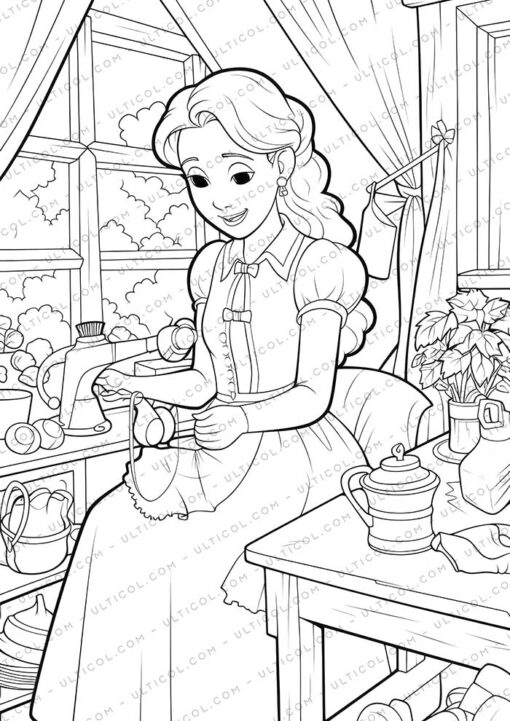 Rural Fashion Grayscale Coloring Pages