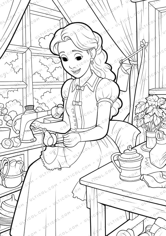 Rural Fashion Grayscale Coloring Pages