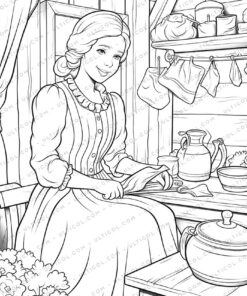 Rural Fashion Grayscale Coloring Pages