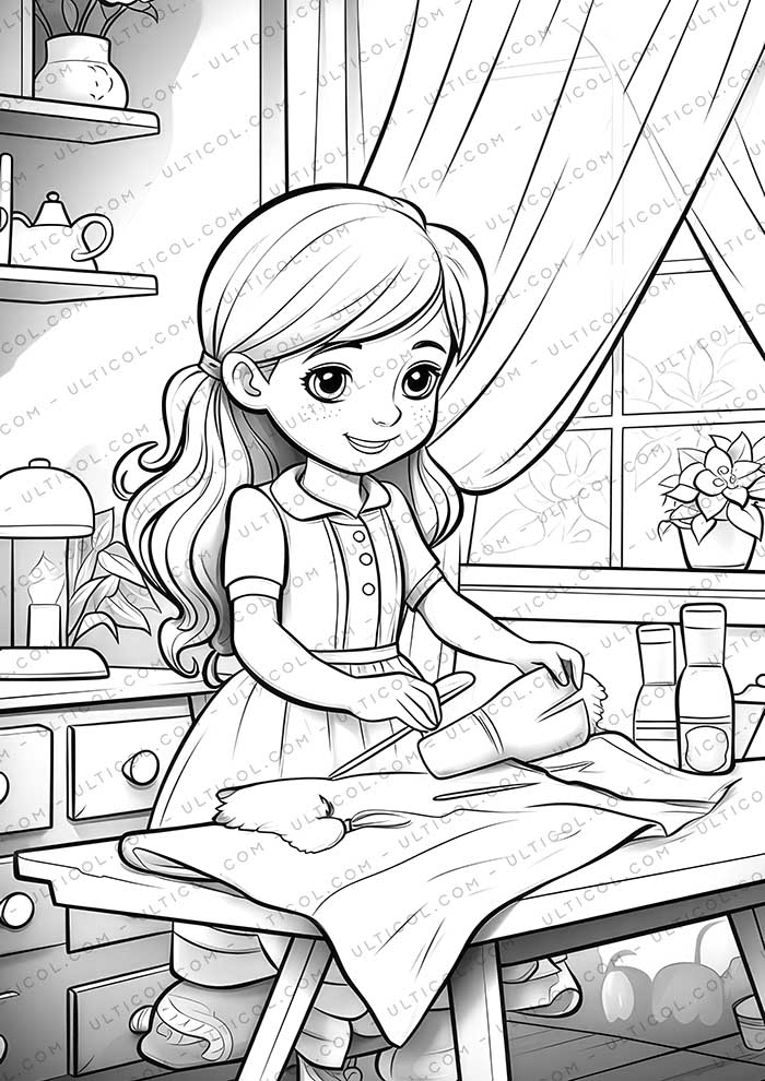 Rural Fashion Grayscale Coloring Pages