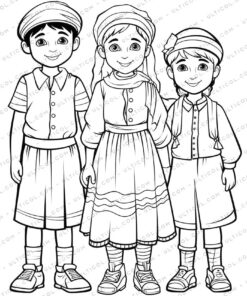 Rural Fashion Grayscale Coloring Pages
