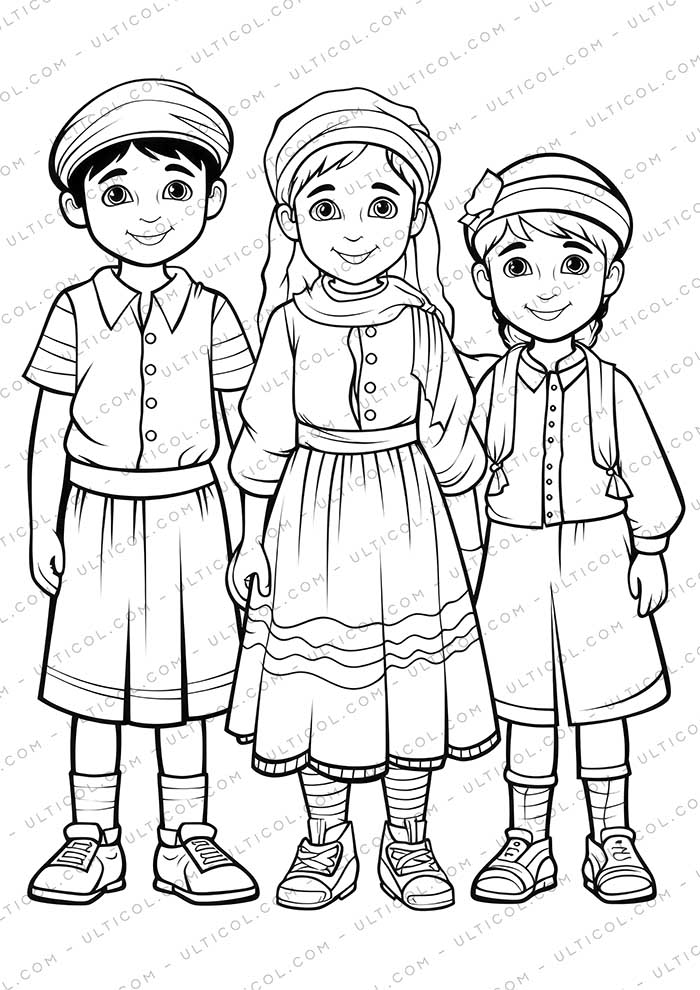Rural Fashion Grayscale Coloring Pages
