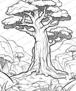 Rainforest Plants Grayscale Coloring Pages