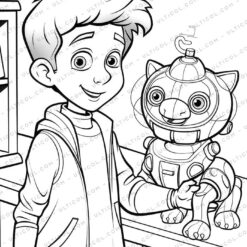 Robot Pets Grayscale Coloring Pages