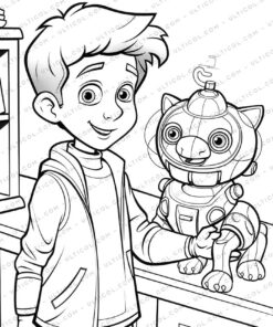 Robot Pets Grayscale Coloring Pages
