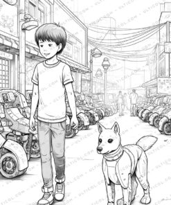 Robot Pets Grayscale Coloring Pages