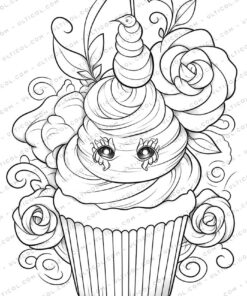 Ice Cream Grayscale Coloring Pages