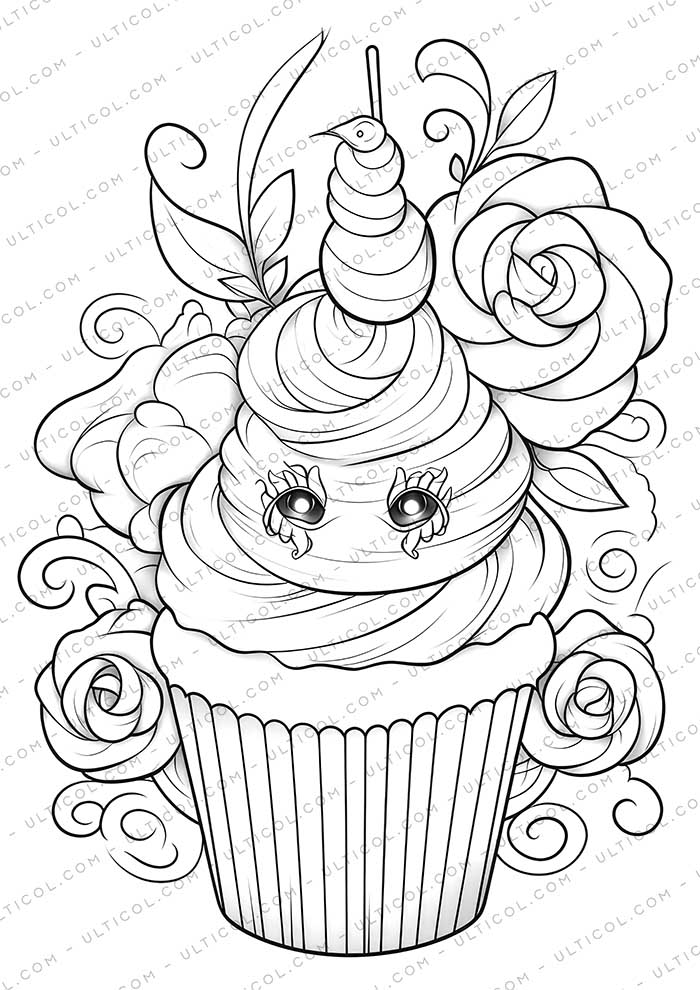 Ice Cream Grayscale Coloring Pages