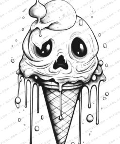 Ice Cream Grayscale Coloring Pages