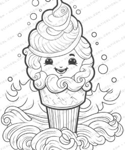 Ice Cream Grayscale Coloring Pages