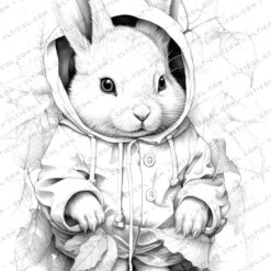 Rabbit Grayscale Coloring Pages