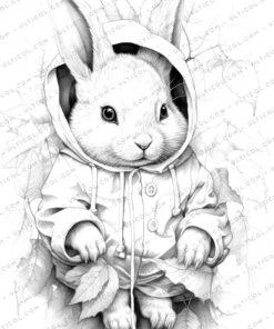 Rabbit Grayscale Coloring Pages