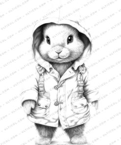 Rabbit Grayscale Coloring Pages