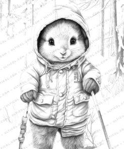 Rabbit Grayscale Coloring Pages