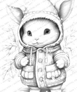 Rabbit Grayscale Coloring Pages