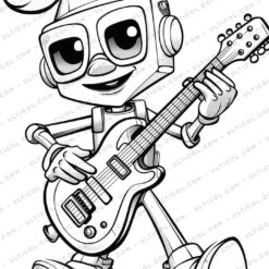 Robot Band Grayscale Coloring Pages