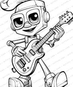 Robot Band Grayscale Coloring Pages