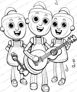 Robot Band Grayscale Coloring Pages