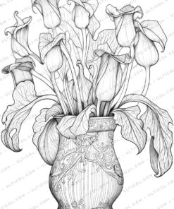Carnivorous Plants Grayscale Coloring Pages
