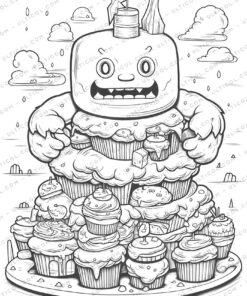 Robot Chef Grayscale Coloring Pages