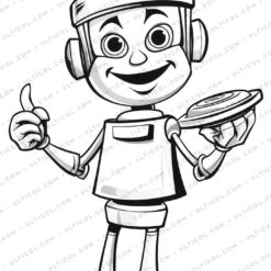 Robot Chef Grayscale Coloring Pages