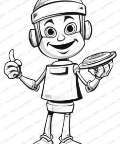 Robot Chef Grayscale Coloring Pages