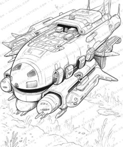 Spacecraft Grayscale Coloring Pages
