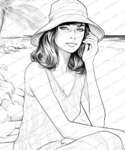 Summer Fashion Grayscale Coloring Pages