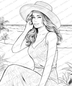 Summer Fashion Grayscale Coloring Pages