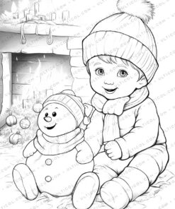 Christmas Baby Grayscale Coloring Pages