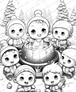 Christmas Baby Grayscale Coloring Pages