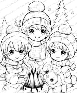 Christmas Baby Grayscale Coloring Pages