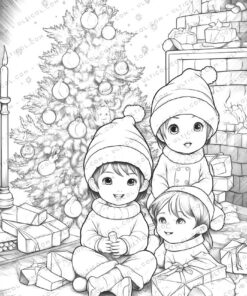 Christmas Baby Grayscale Coloring Pages