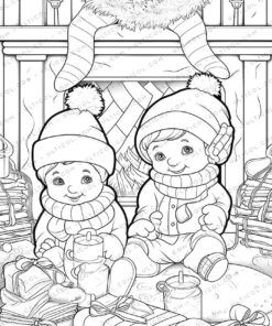 Christmas Baby Grayscale Coloring Pages