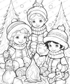 Christmas Baby Grayscale Coloring Pages