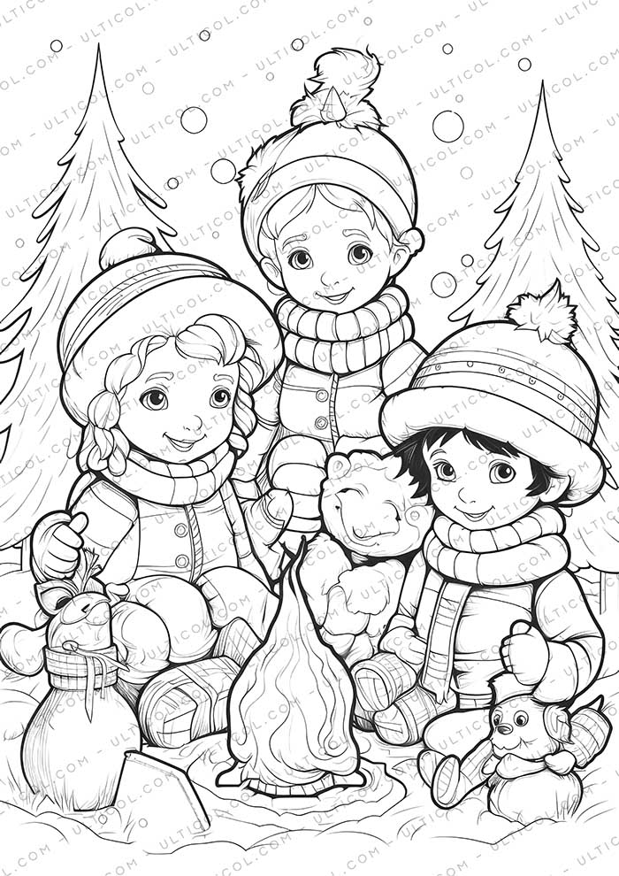 Christmas Baby Grayscale Coloring Pages