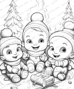 Christmas Baby Grayscale Coloring Pages