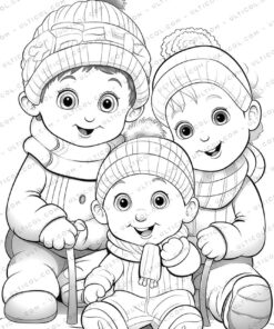 Christmas Baby Grayscale Coloring Pages