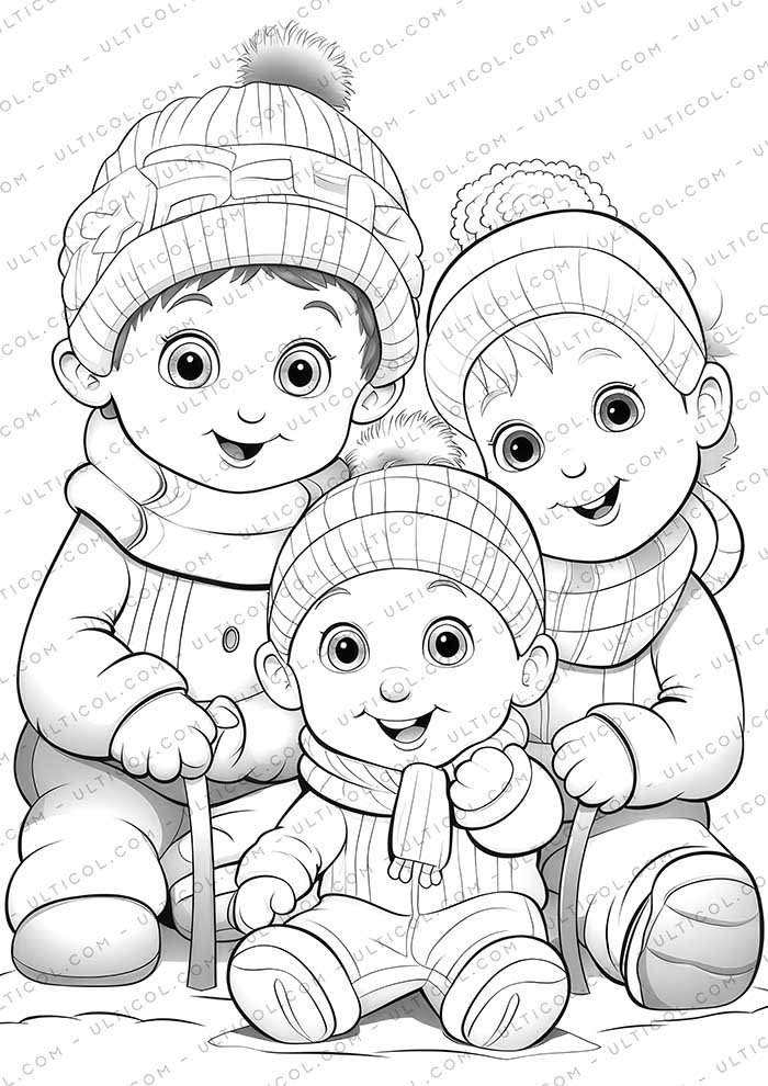 Christmas Baby Grayscale Coloring Pages