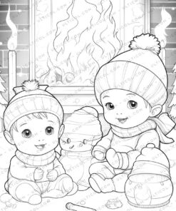 Christmas Baby Grayscale Coloring Pages