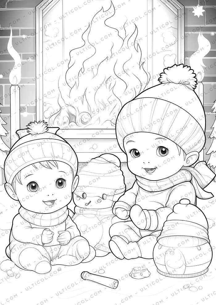 Christmas Baby Grayscale Coloring Pages