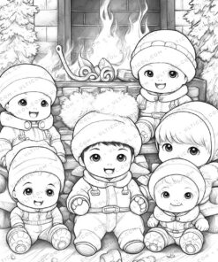 Christmas Baby Grayscale Coloring Pages